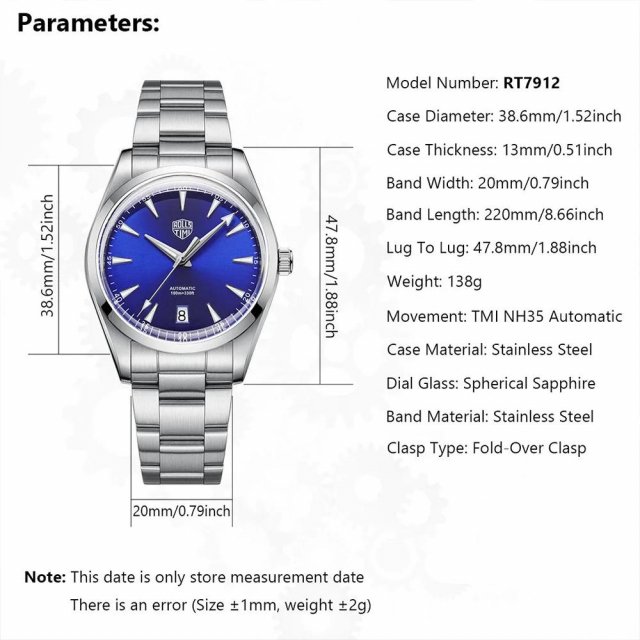 Luxury Men's Automatic Watch with Sapphire Glass & Stainless Steel Strap - Image 8