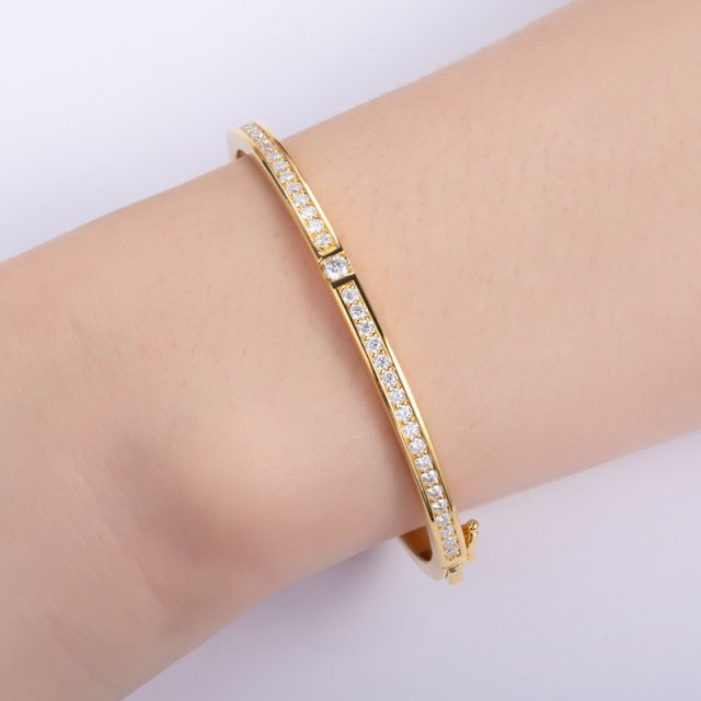 3mm Moissanite Tennis Bracelet for Women in 925 Sterling Silver with Gold Finish - Image 3
