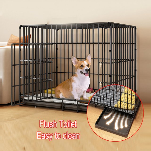 Foldable Indoor Dog Cage with Toilet Tray for Small and Medium Pets - Image 3