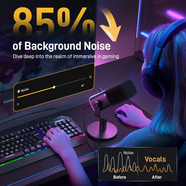 Dynamic USB-C & XLR Gaming Microphone with RGB and Noise Reduction - Image 4