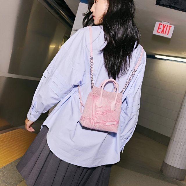 Mini Denim Hobo Backpack for Women - Image 4