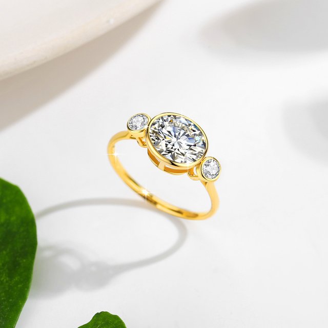 Oval Cut Moissanite Ring 2ct 14K Real Gold Wedding Jewelry for Women - Image 3
