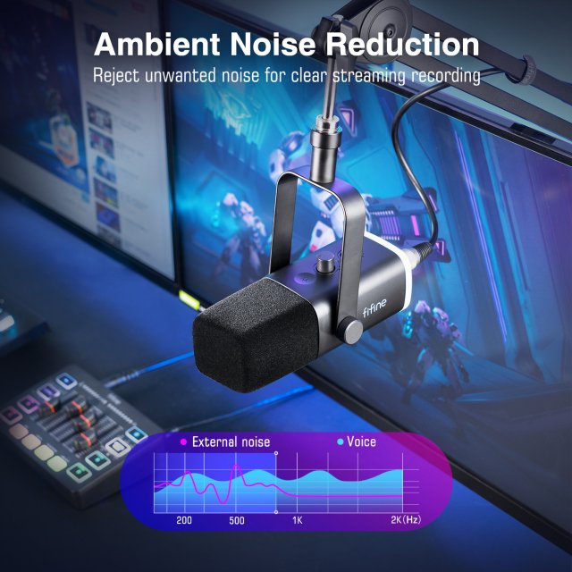 USB/XLR Dynamic Microphone with RGB Lights & Mute Button for Gaming & Streaming - Image 3