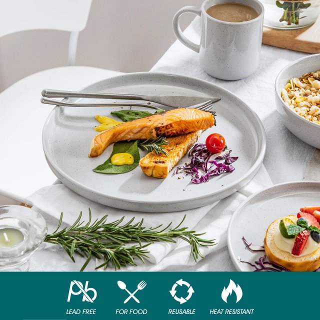 16-Piece Stoneware Dinnerware Set with Mugs, Plates & Bowls – Elegant Ceramic Dishware - Image 3