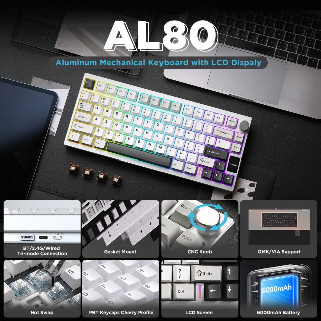 Wireless CNC Aluminum Mechanical Keyboard with LCD & Hot-Swap Switches - Image 5
