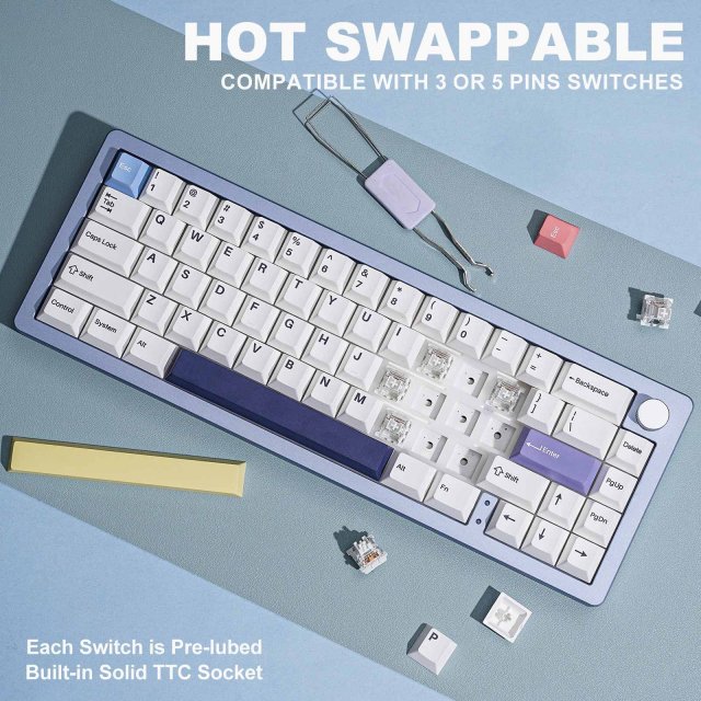 Compact 65% Wireless Mechanical Keyboard with RGB, Hot Swap & Multi-Device Connectivity - Image 5
