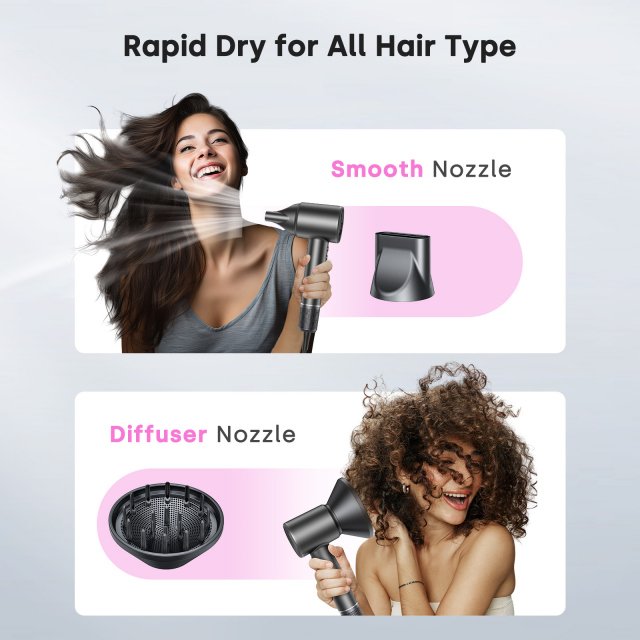 High-Speed Ionic Hair Dryer – 1600W, 120,000 RPM, Thermo-Control, Low Noise - Image 6