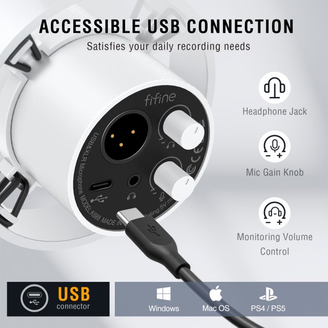 USB/XLR Dynamic Microphone with Gain Control, Real-Time Monitoring & Mute - Image 4