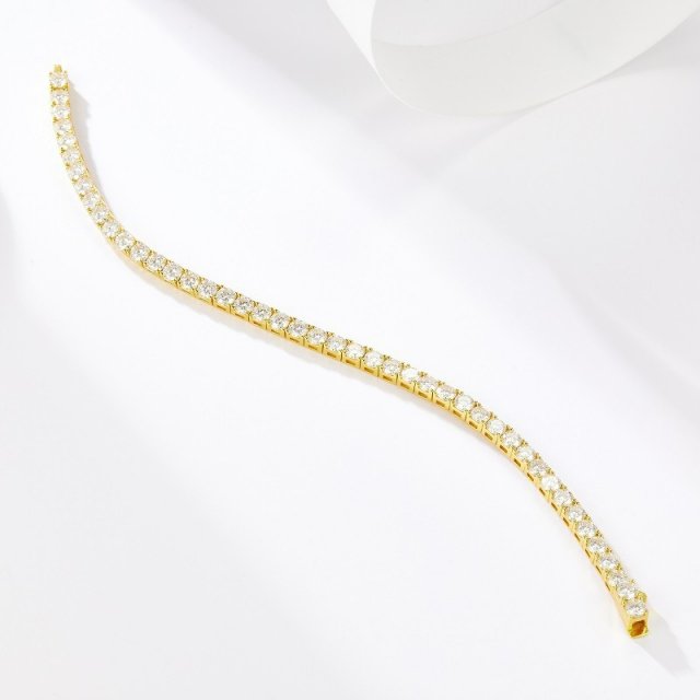 3mm Moissanite Tennis Bracelet for Women in 925 Sterling Silver with Gold Plating - Image 3