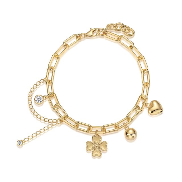 Moissanite Sterling Silver Bracelet with 18K Yellow Gold Plating - Image 5