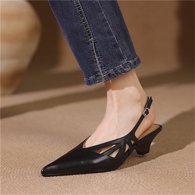 Chic Colorblock Party Heels – Mid Heel Open Back Sandals - Image 4