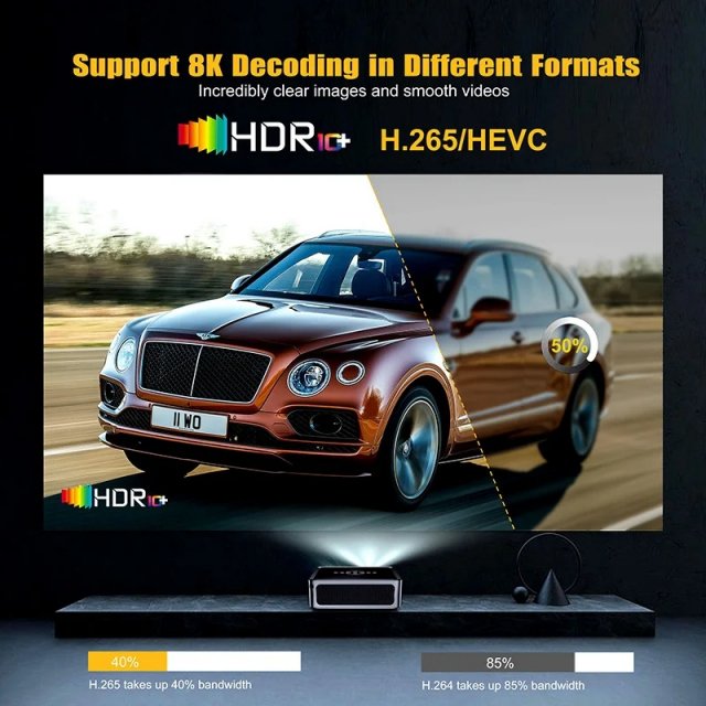 Portable 4K 8K Full HD Projector with WiFi, Bluetooth, and Android for Home Theater - Image 4