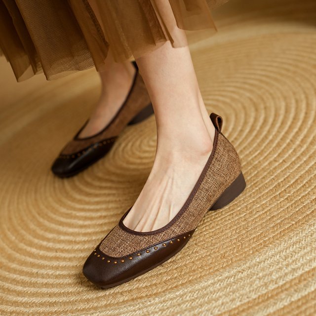 Genuine Leather Low Heel Slip-On Loafers for Women - Casual Dress Pumps - Image 2