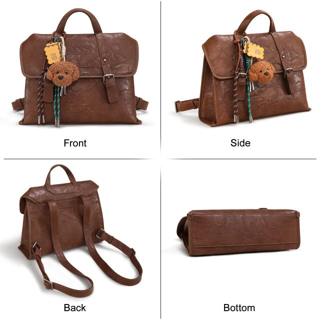 Retro Brown Leather Backpack - Image 3