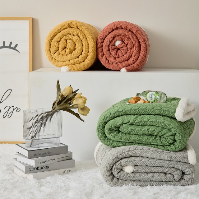 Luxury Thick Winter Sherpa Blanket – Soft Knitted Cotton Bed & Sofa Throw - Image 2