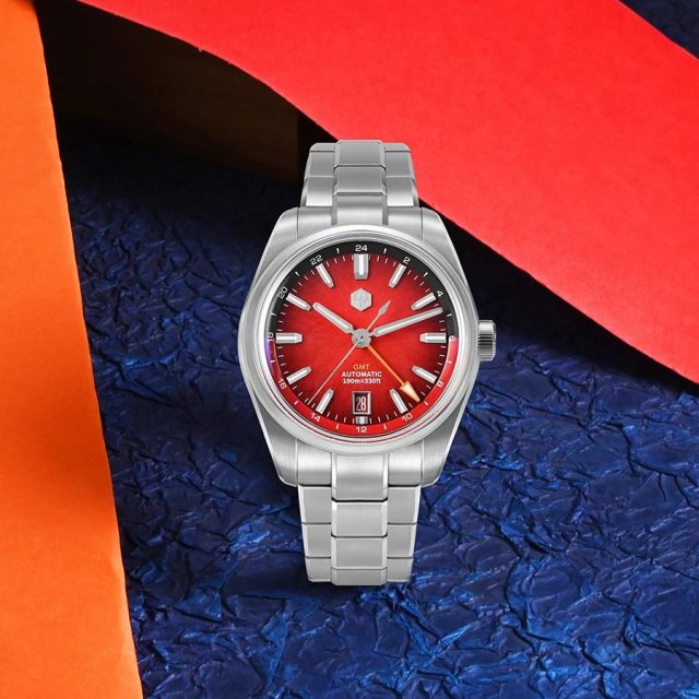 39mm Automatic GMT Watch with Enamel Dial and Sapphire Crystal Glass - Image 4