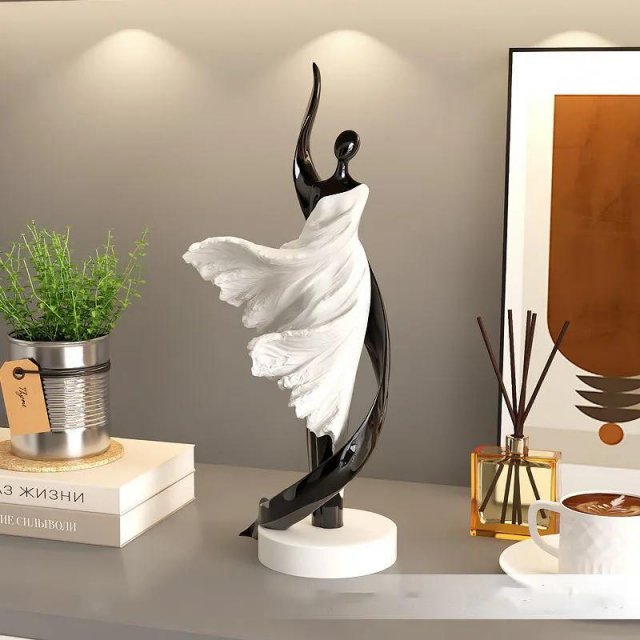 Modern Resin Dancing Woman Statue – Elegant Desktop Figurine for Home & Office - Image 4