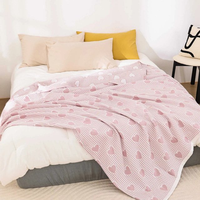 Waffle Heart Cotton Blanket - Image 5