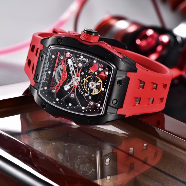 42MM Skeleton Automatic Watch with Sapphire Glass and Tonneau Case - Image 3