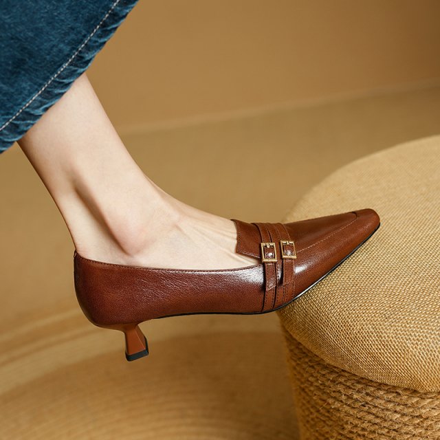 2025 Spring Elegant Women’s Square Toe Oxford Heels – Genuine Leather Pumps - Image 6