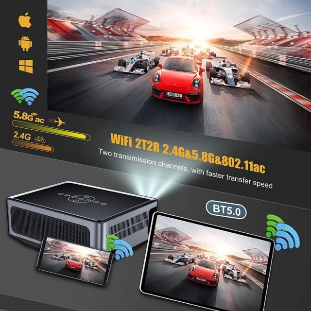 Portable 4K 8K Full HD Projector with WiFi, Bluetooth, and Android for Home Theater - Image 3