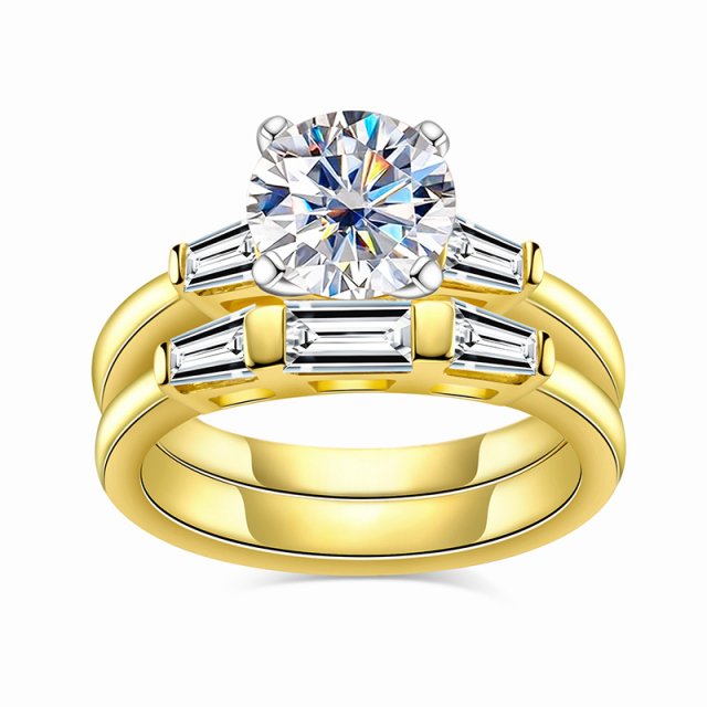 Moissanite Wedding Ring Set - Image 6