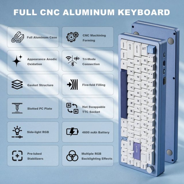 Compact 65% Wireless Mechanical Keyboard with RGB, Hot Swap & Multi-Device Connectivity - Image 6