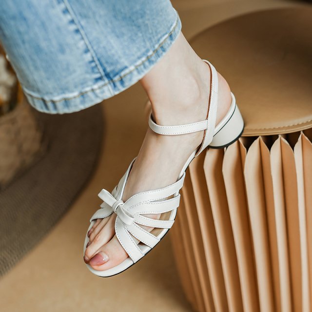 Women's Genuine Leather Gladiator Sandals with Square Heel – 1.2in - Image 4