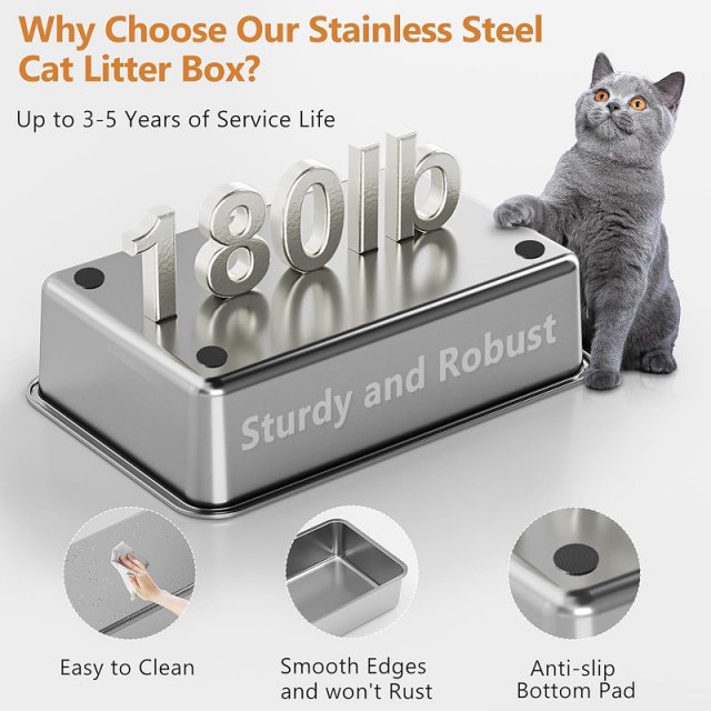 Closed Stainless Steel Cat Litter Box with Deodorizing Enclosure and Pedal - Image 4