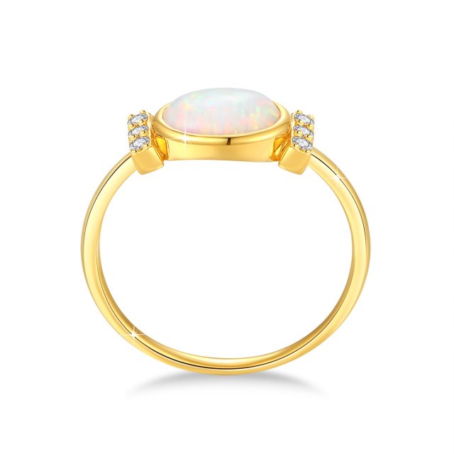 Luxury 14K Gold Opal Ring with 6x8mm Oval Stone for Women - Image 5