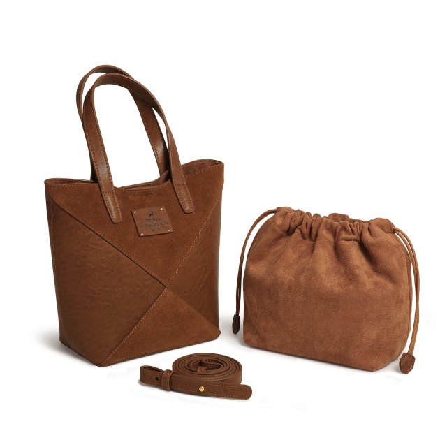 Large Capacity Brown Tote Bag – Suede & Leather Shoulder Handbag for Women - Image 5