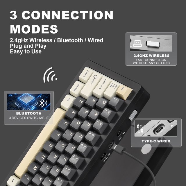 68% Hot Swappable Wireless Mechanical Keyboard - CNC Aluminum RGB Gaming - Image 3
