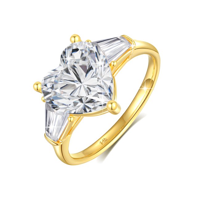 14K Gold Heart Cut Moissanite Ring 3ct for Women Engagement Wedding Jewelry - Image 5