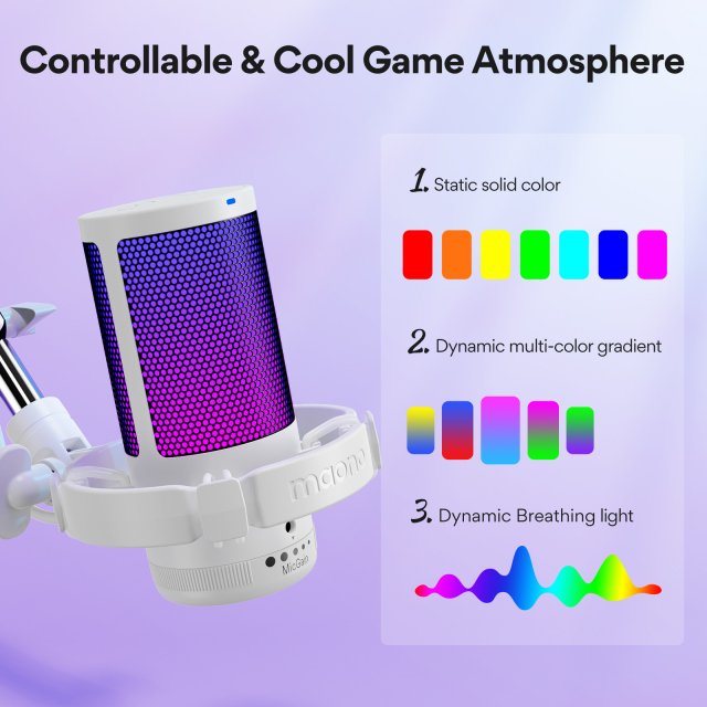 RGB USB Gaming Microphone with Noise Canceling & One-Touch Mute - Image 4