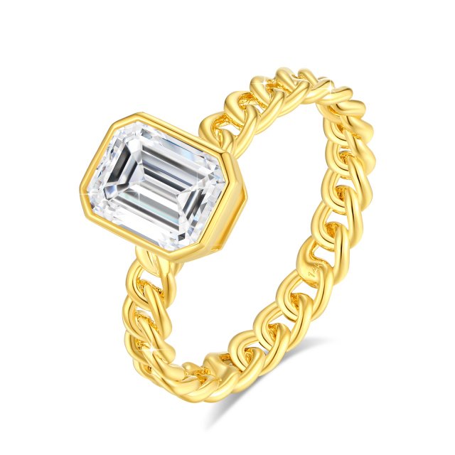 14K Gold Emerald Cut Moissanite Ring 2ct AU585 Luxury Wedding Jewelry for Women - Image 5