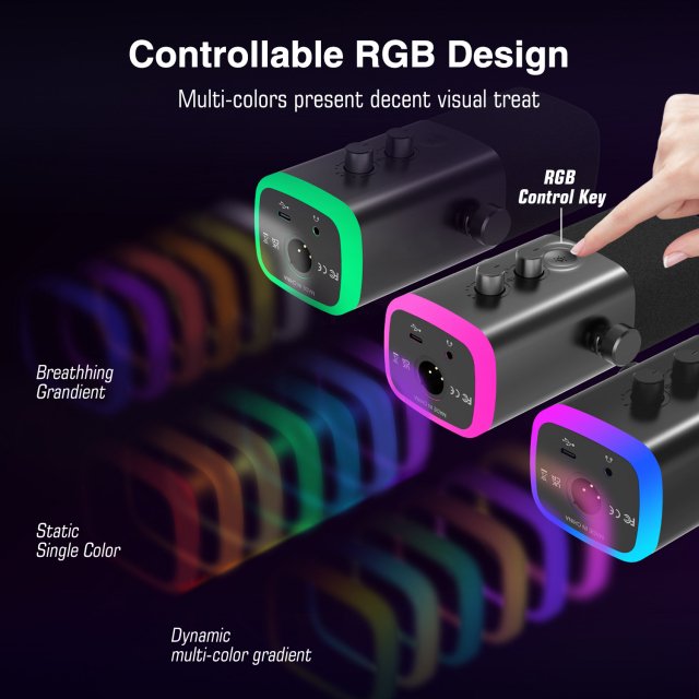 USB/XLR Dynamic Microphone with RGB Lights & Mute Button for Gaming & Streaming - Image 5