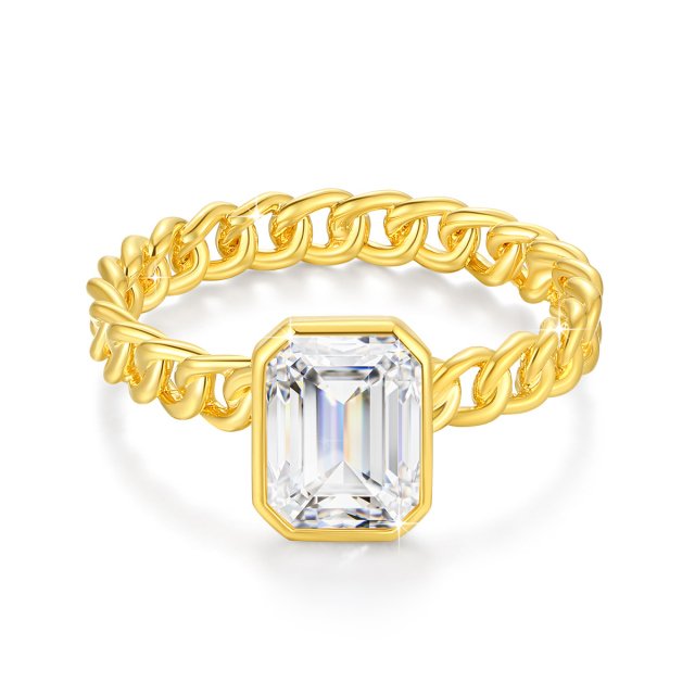 14K Gold Emerald Cut Moissanite Ring 2ct AU585 Luxury Wedding Jewelry for Women - Image 6