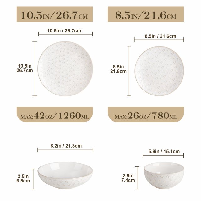 Elegant White Stoneware Dinnerware Set – 16-Piece Square Leaf Pattern - Image 6