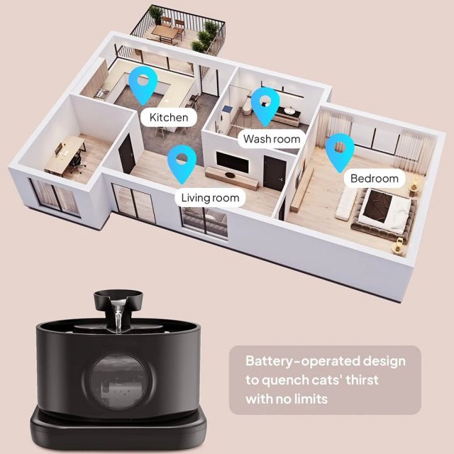 95oz Cordless Cat Water Fountain – Battery Powered & Ultra-Quiet Pet Feeder - Image 4