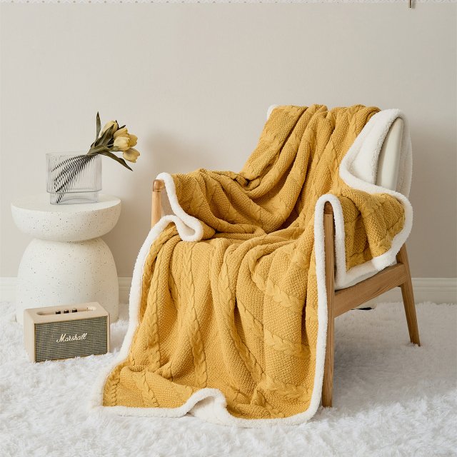 Luxury Thick Winter Sherpa Blanket – Soft Knitted Cotton Bed & Sofa Throw - Image 3