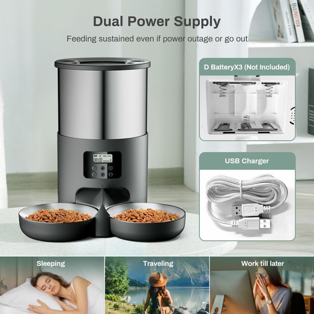 Smart 4L Automatic Pet Feeder with Stainless Steel Bowl for Cats & Dogs - Image 3