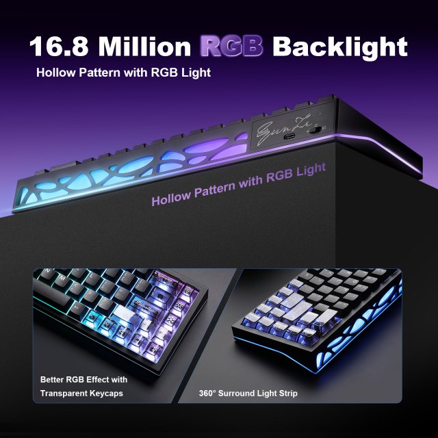Black Aluminum Wireless Mechanical Gaming Keyboard – Hot-Swap RGB - Image 4