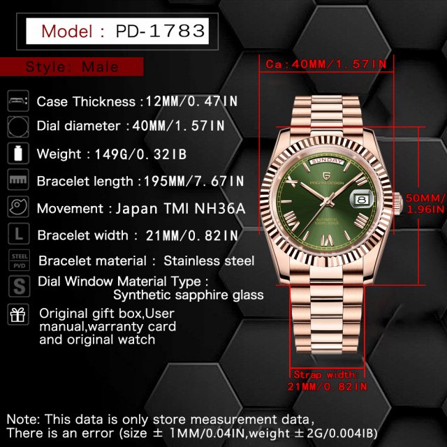 Luxury Rose Gold Automatic Men's Watch – 40mm Stainless Steel, Sapphire Glass - Image 6