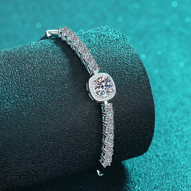 GBA Moissanite Enamelled Silver Bracelet - Image 4