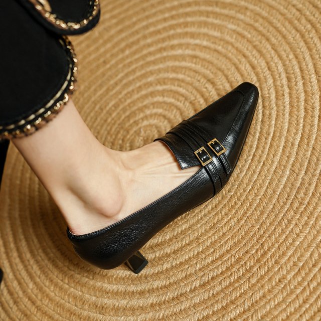 2025 Spring Elegant Women’s Square Toe Oxford Heels – Genuine Leather Pumps - Image 2
