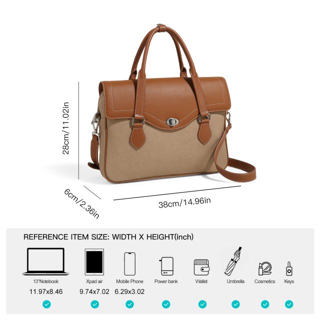 Elegant Women's Leather Tote Bag – 14 Inch Laptop Briefcase for Work & Daily Use - Image 7