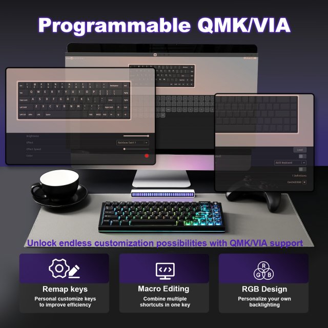 Black Aluminum Wireless Mechanical Gaming Keyboard – Hot-Swap RGB - Image 6