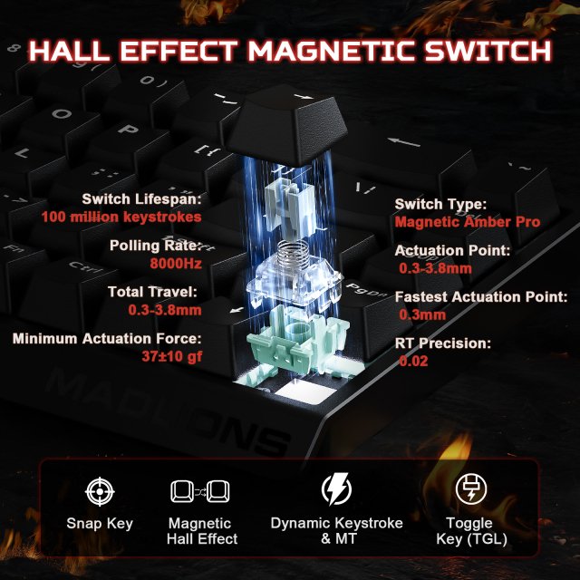 Magnetic Rapid Trigger Gaming Keyboard with 8K Polling and RGB Backlight - Image 3