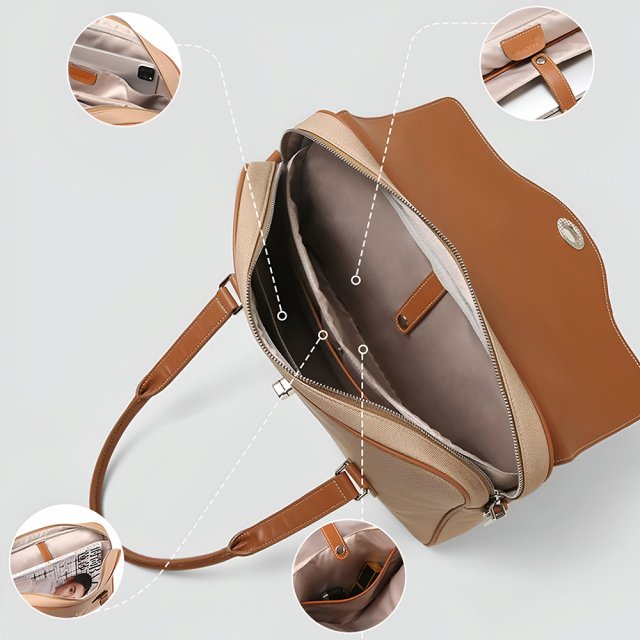 Elegant Women's Leather Tote Bag – 14 Inch Laptop Briefcase for Work & Daily Use - Image 3
