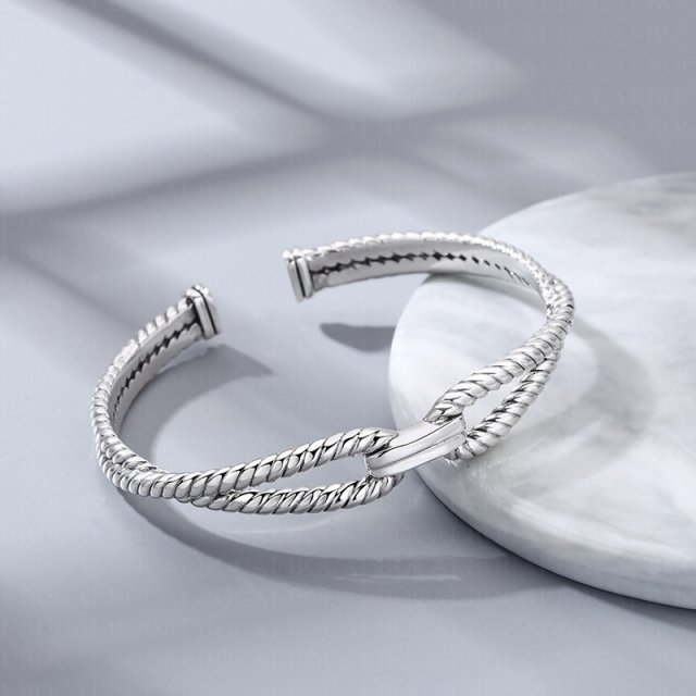 Sterling Silver Rope Knot Cuff Bracelet - Image 4
